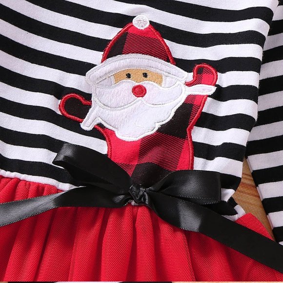 JUST IN! Buffalo Check Santa Tulle Dress & Bow Set - Picture 4 of 5